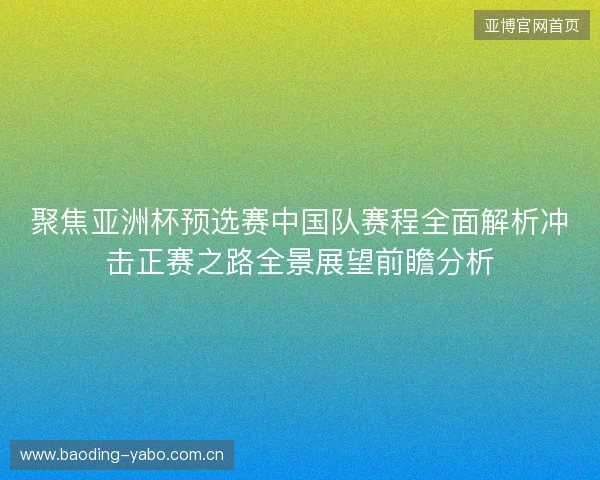 聚焦亚洲杯预选赛中国队赛程全面解析冲击正赛之路全景展望前瞻分析